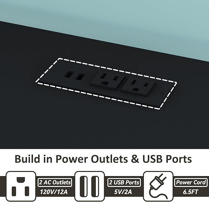 Dresser with Hanging Rack, Black Dresser for Bedroom, Chests of Drawers for Closet, 5 Fabric Drawers Clothes Rack, with Sturdy Metal Frame, LED Lights, Charging Station