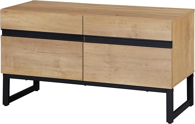 WAMPAT Modern TV Stand with Storage Cabinets for 40 Inch TV, Wood TV Entertainment Center TV Media Console Table with Metal Leg for Living Room Bedroom, Oak