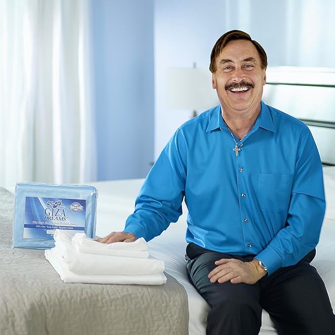 MyPillow Giza Dreams Bed Sheets, 100% Certified Giza Egyptian Cotton, Deep Pocket, Sateen Weave [Twin XL, Light Blue]