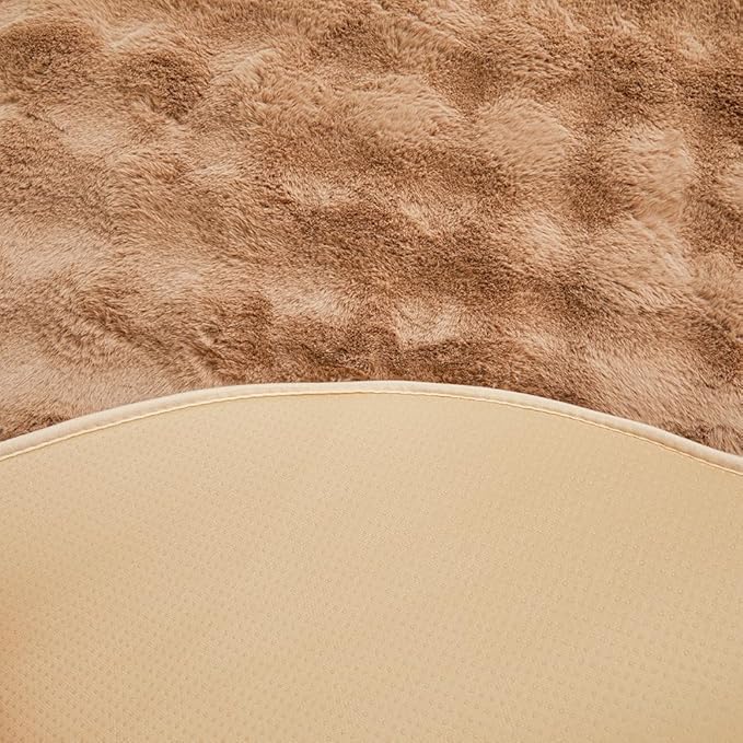 Coffee Round Rabbit Plush Rug for Bedroom Living Room Sofa,4'X4' Faux Fur Fluffy Shaggy Circle Rug for Kids Teen Girls Room,Furry Carpet Circular Rugs for Nursery Baby Room