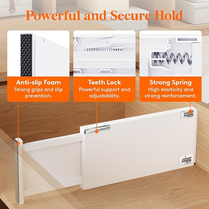 Lifewit 10 Pack Drawer Dividers Plastic 6" High, 13.5-22" Adjustable Drawer Organizers for Clothes, Expandable Dresser Separators in Bedroom/Bathroom/Kitchen/Fridge/Office Organization and Storage