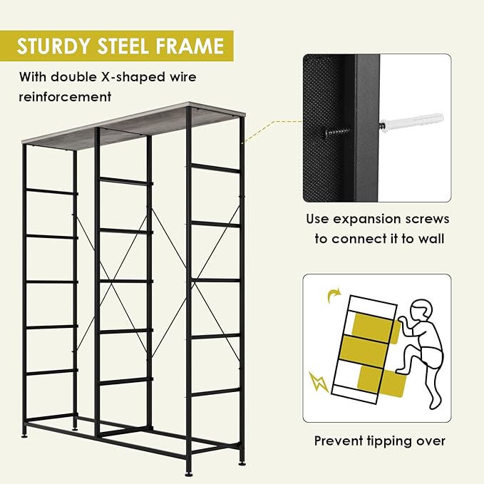 Arlopu 12-Drawer Dresser, 35.2’‘ Widened 6-Layer Fabric Storage Tower w/Textured Print Fabric Bins, Tall Chest Organizer Unit for Living Room, Hallway, Nursery, Closets, Adjustable Feetpad