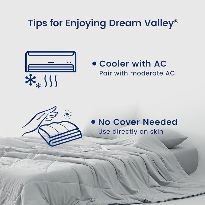 Dream Valley®Outlast®Deepsleep Cooling Comforter, King Size, NASA-Grade Space Technology Cooling Blanket for Hot Sleepers Night Sweats, Q-Max > 0.45 Aerocool™Breathable, Cool Grey, 106"x90"