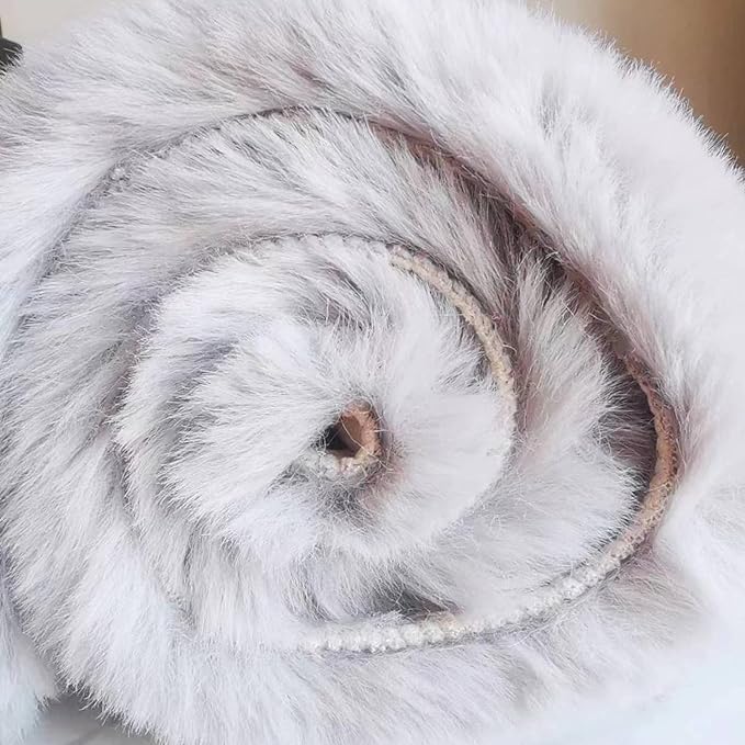Ghouse Faux Rabbit Fur Round Rug 3ft Grey Round Rugs for Bedroom Decor Fluffy Area Rugs for Living Room, no-Shedding Carpet Sheepskin Washable Rug Rome Decor