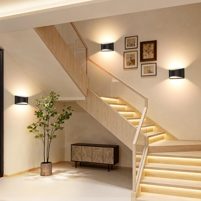 8 Pack Black Modern LED Wall Sconces, 3000K Warm White Hardwired Interior Wall Lights Up and Down Wall Mount Light for Bedroom,Living Room,Hallway(with G9 Bulbs)