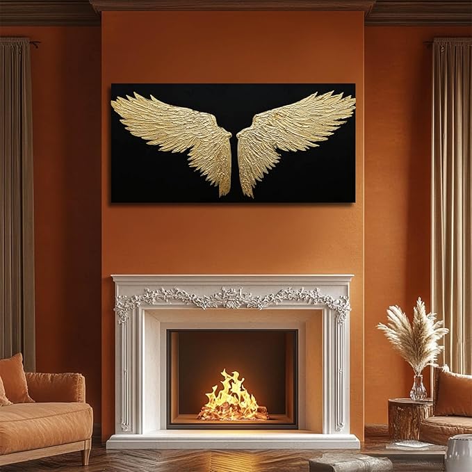 NBAODAN Bird Wall Decor Black and Gold Wall Art Neutral Decorative Pictures 24"x48" Large Abstract Paintings for Living Room Bedroom Textured Art