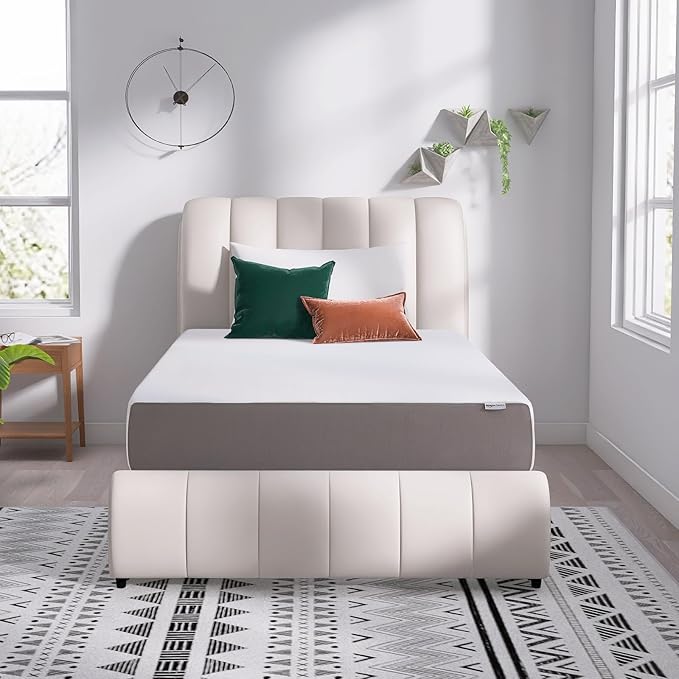 Amazon Basics Memory Foam Mattress, Medium Firm, 12 Inch, Twin, White/Grey
