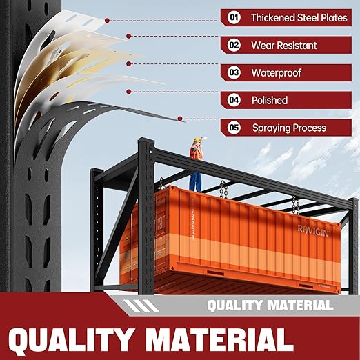 9000LBS Storage Shelves, 75" W Garage Shelving Heavy Duty Metal Adjustable Garage Shelves, Shelving Units Industrial Shelving for Warehouse, 75" W x 24" D x 70" H, Black