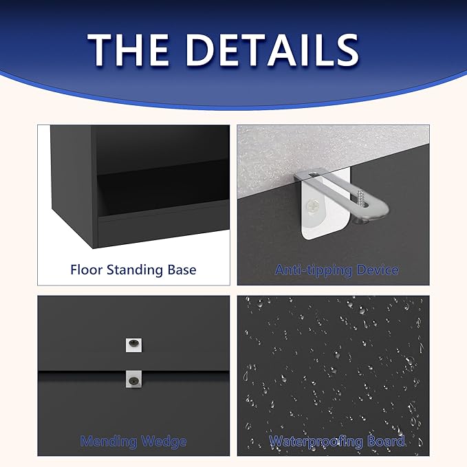 Black Bookshelf, Wooden Bookshelf with Base, Cube Storage Organizer, Bookcase for Living Room,Bedroom,Study and Office(Black, 10-Cube)