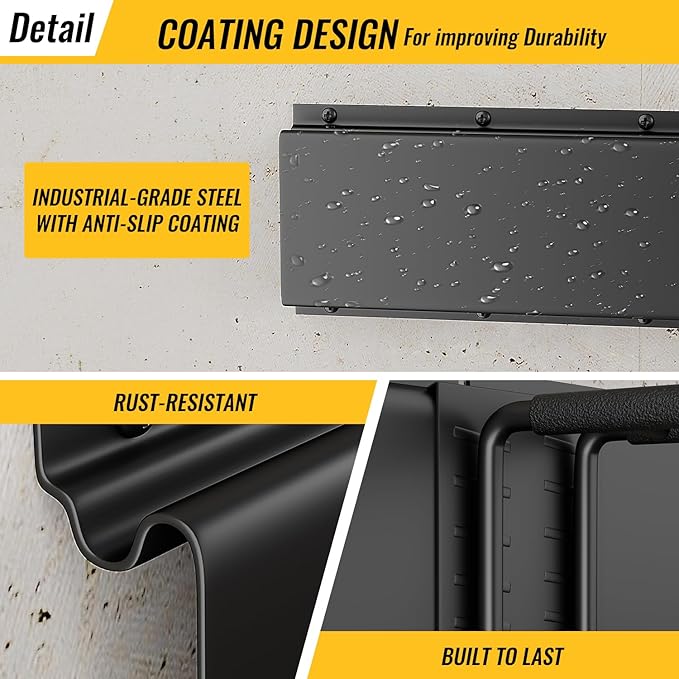 Garage Tool Rack Wall Mount – 64 inches Heavy-Duty Garden Tool Holder with 8 Adjustable Hanging Hooks – Garage Wall Storage Organizer for Shovel, Rake – Max Load 720 lbs (64 inch)