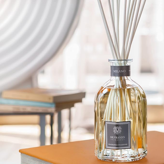 Dr. Vranjes – Milano 250 ml Diffuser + Double Pack of White Sticks (3 Pieces Bundle) – Luxury Home Fragrance, Made in Italy, Main Scent: Patchouli, Pepper, Sandalwood
