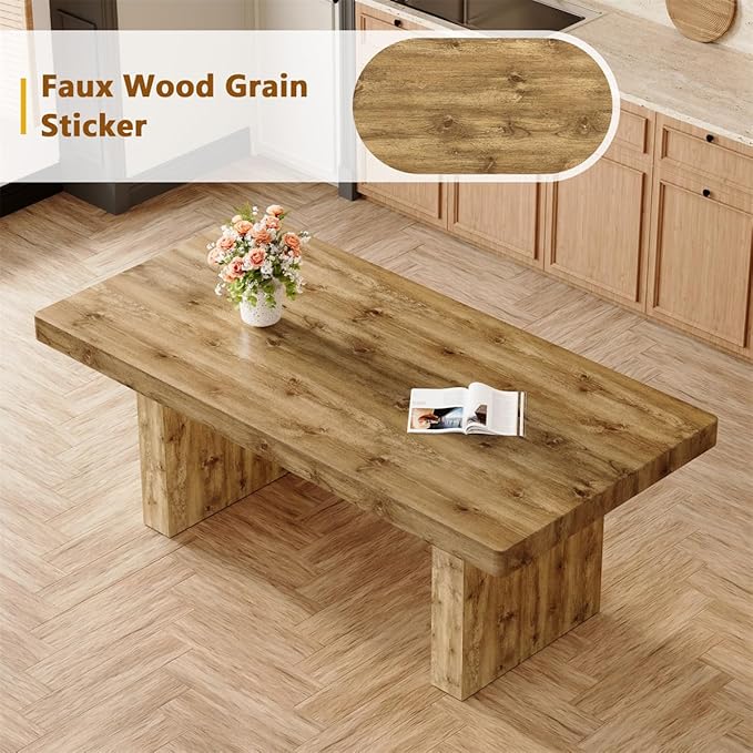 79" Dining Table Set for 10, Farmhouse Rectangular Dinner Table Set with Heavy Duty Legs，Large Dining Room Table and 10 Chairs for Kitchen, Brown