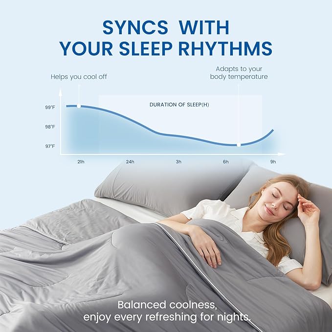 Cozy Bliss Cooling Comforter Queen Size Dual-Sided, Ultra-Soft Cooling Blankets for Hot Sleepers and Night Sweats, Breathable Lightweight Silky Smooth, Dark Grey