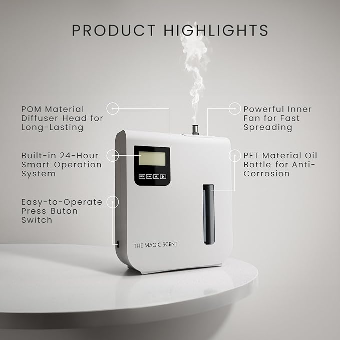 The Magic Scent Diffuser, Scent Air Machine for Home & Hotels, HVAC or Portable Nebulizing Diffuser - Large Room Waterless Aroma Machine - Aroma Oil Included