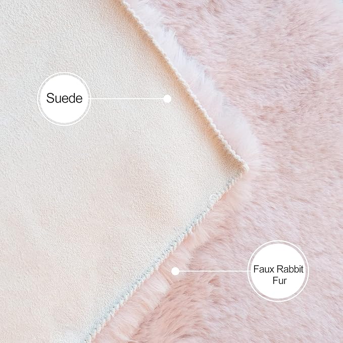 Fluffy Pink Washable Runner Rugs for Bedroom Fuzzy Faux Rabbit Shag Fur Rug for Living Room Furry Runner Rugs for Hallway 2x8 Nursery Rug