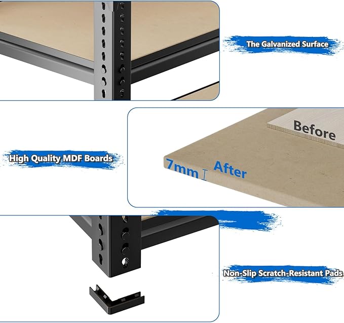 Garage Shelving, 3 PCS Storage Shelves Heavy Duty 2000 LBS Capacity, 5 Tier Adjustable Metal Organizer Wire Rack, 36" L x 18" W x 72" H Utility Shelf Unit for Kitchen Pantry