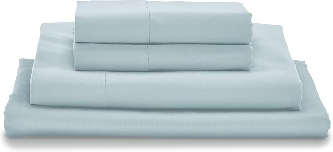 MyPillow Giza Dreams Bed Sheets, 100% Certified Giza Egyptian Cotton, Deep Pocket, Sateen Weave [Twin XL, Light Blue]