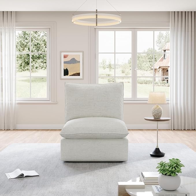 Waterproof Cloud Sectional Couches,High Backrest Down Filled Sofa for Living Room,Modular Sofas Spill & Stain-Resistant Cloud Couch,Detachable Couch Covers,Cream White