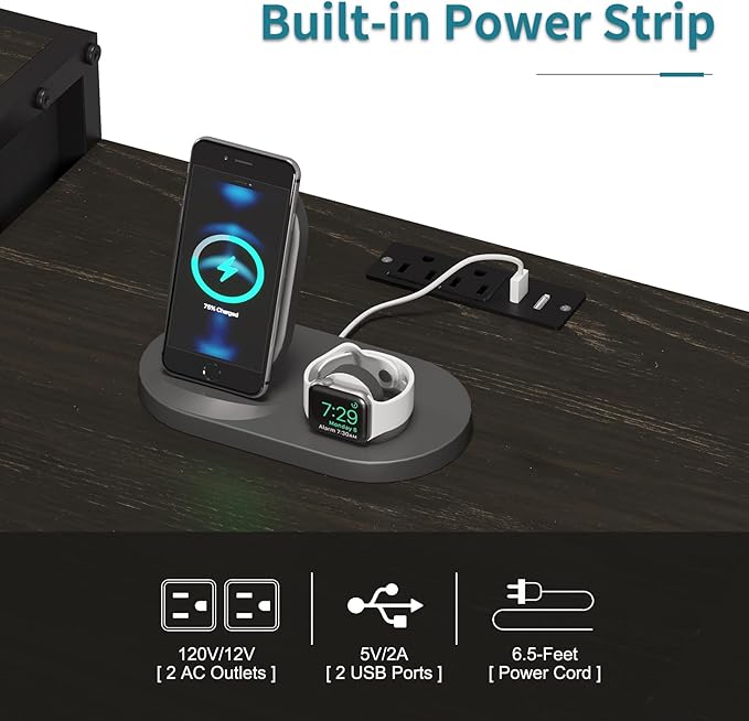 LUMTOK 11 Drawers Dresser with Fabric Drawers,Charging Station, LED Lights and Shelves for Bedroom,Hallway, Storage Organization (Black Wood Veins)