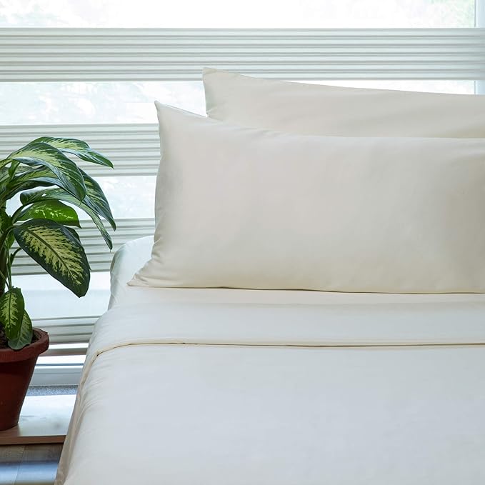 Fabdreams 100% Organic Cotton King Size Sheet Set | 400 Thread Count Sheet Set | GOTS Certified | Long Staple Cotton | Upto 17" Elasticised Deep Pockets | Soft Silky Shiny | Ivory
