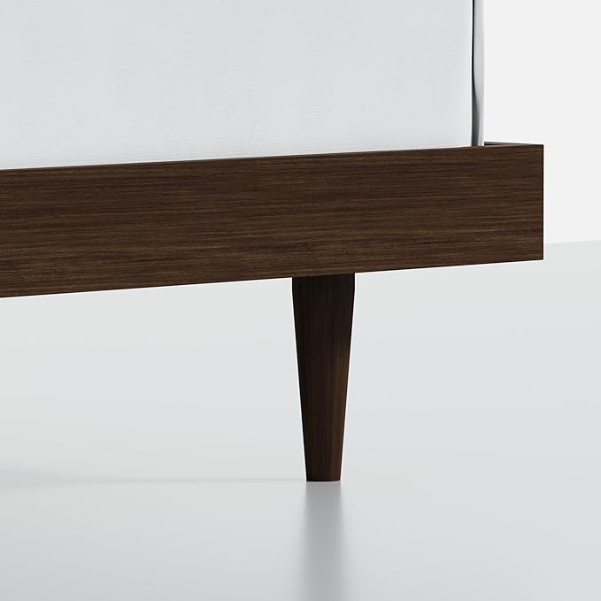 HavenWood Modern Solid Wood Platform Bed Base with Inset Wood Legs – No Box Spring Needed,Fast Assembly – King Size in Walnut (No Headboard)