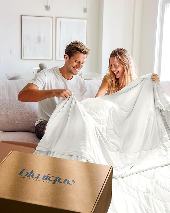 Cooling Comforter Twin Size, Breathable Blanket for Hot Sleepers & Night Sweats, Q-Max>0.46 Tech, Summer Lightweight & Skin-Friendly Bedding,60"x90", White