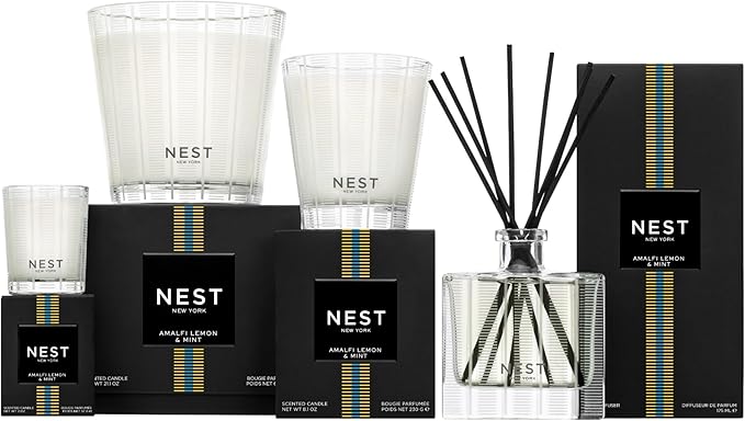 NEST New York Scented Classic Candle, Amalfi Lemon & Mint - 8.1 oz - Up to 60-Hour Burn Time - Reusable Glass Vessel