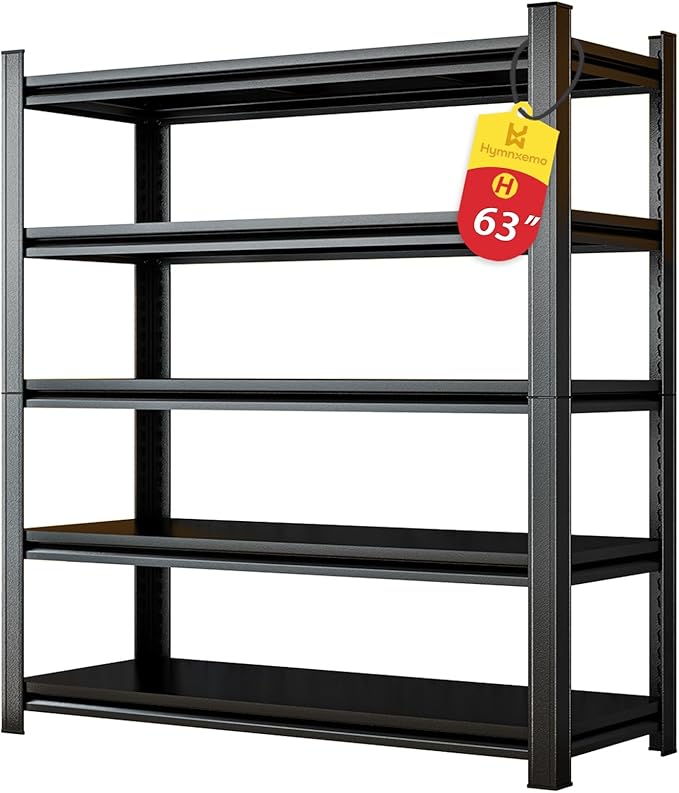 Heavy Duty Shelving 5-Tier Metal Shelves Unit 2500 lbs Capacity, Adjustable Garage Storage Racks for Warehouse Basement Garage, Easy Assembly, Size 45.3W x 19.7D x 63H