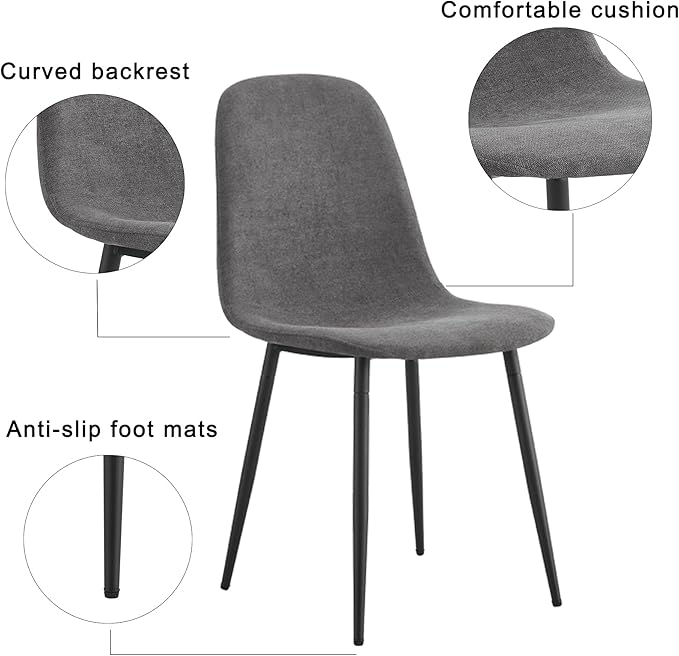 Kitchen Table Chairs Set of 4, Modern 55'' Dark Wood Dining Table and Fabric Dining Chairs Set of 4,Dining Table Set for 4,Ideal for Kitchen Dining Room