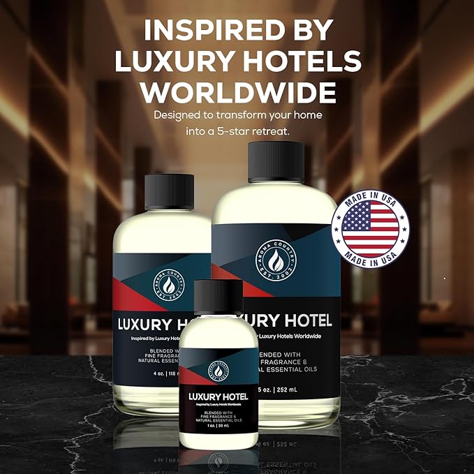 Aroma Country Luxury Hotel Diffuser Oil - Luxury Hotel Scent Oil for Diffuser & Air Fresheners for Home - Essential Oil Diffuser Refill, Home Fragrance Collection with Gardenia & Amber (4 Fl. Oz)