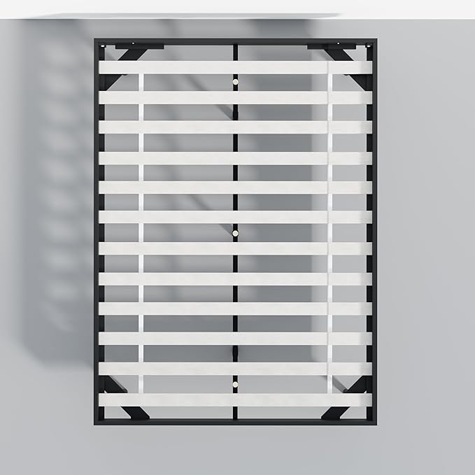 Modern Solid Wood Platform Bed with Adjustable Headboard with Cushion – No Box Spring Needed,Fast Assembly – Full Size in Black