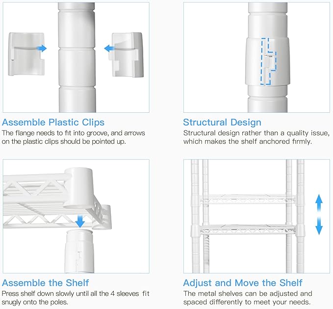 Ulif E3 Heavy Duty Garment Rack, 4 Tiers Freestanding Closet Organizer System with 5 Shelves, Metal Closet Organizer and Storage System for Clothes, Max Load 650lbs, 57.1"W x 14.5"D x 77.3"H, White