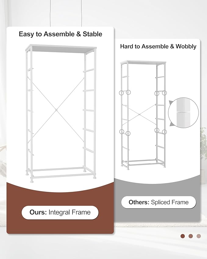 Crestlive Products Dresser for Bedroom with 6 Drawers, Tall Chest of Drawers, White Dressers Bedroom Furniture, Storage Organizer Unit with Bins for Closet, Hallway, Living Room, Entryway