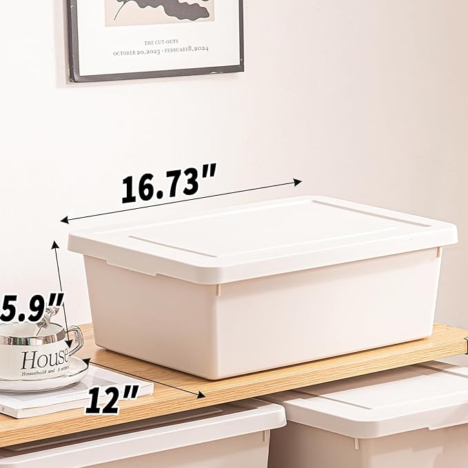 15 Quart LightGray Storage Bins with lids,Office stackable Plastic Boxes Set of 4,Garage organization Storage Box with handle for Organizing Snacks, Crafts, Legos, Tools,books (LightGray, 4L)