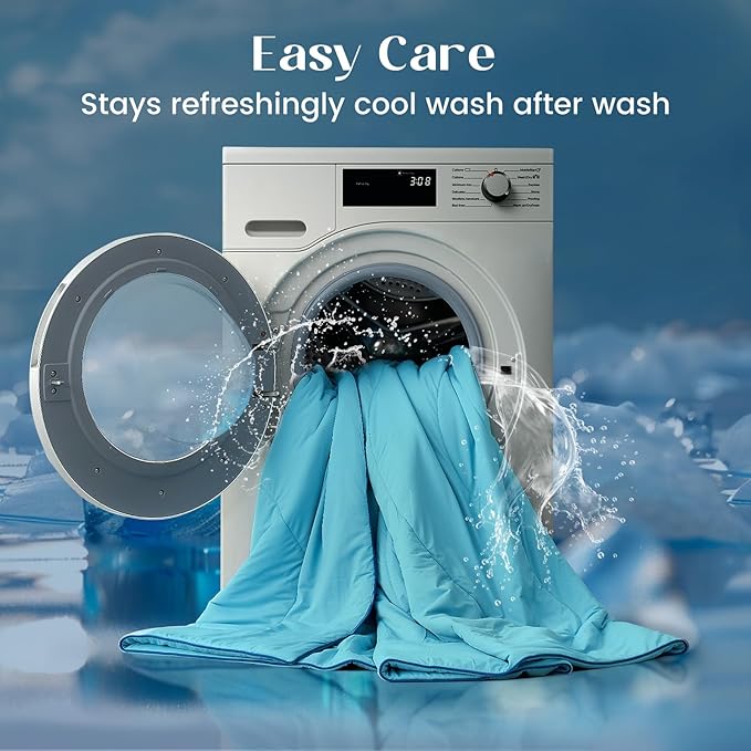 Dream Valley®Outlast®Deepsleep Cooling Comforter, Full/Queen Size, NASA-Grade Space Technology Cooling Blanket for Hot Sleepers Night Sweats, Q-Max > 0.45 Aerocool™Breathable, Dream Blue, 90"x90"