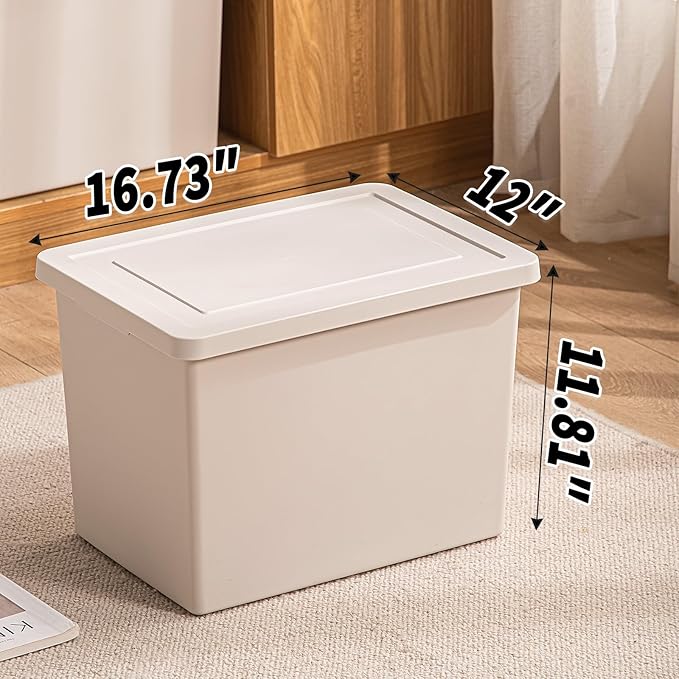 LightGray Storage Bins with lids,Stackable Plastic Boxes Set of 4,Storage busket with handle for Organizing Snacks, Crafts,Crafts, Tools,books (LightGray, 4XL)