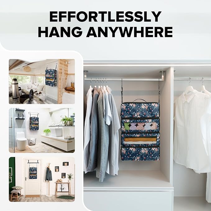 Suitcase Organizer, Travel Luggage Organizer Hanging Shelves Packing Cube Closet/Collapsible Portable Travel Organizer for Carry-on