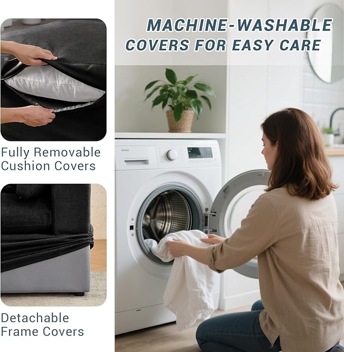 Oversized Cloud Sectional Couch for Living Room, 110.8" Comfy Down Filled Sofa Couch, 5 Seater Modular Sectional Sofa with Ottoman, Deep Seat Modular Couches Removable Covers, Black