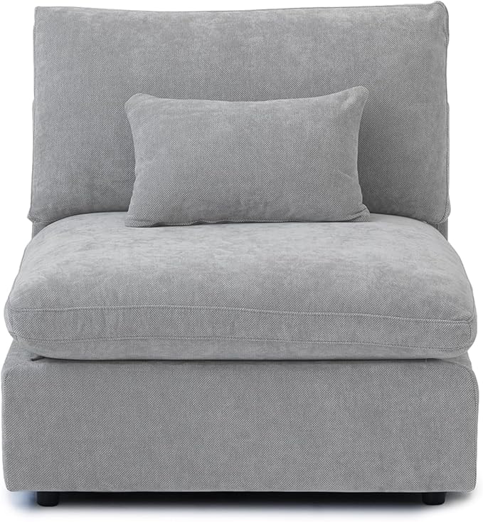 WJShome Modern Middle Module Couch for Living Room, Cushion Covers Removable, Minimalist Comfy Breathable Sofa,Gray