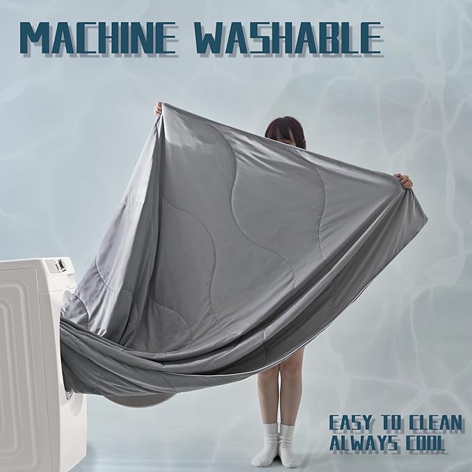 DOWNCOOL Cooling Comforter, Grey Cooling Blanket Twin Size, Cooling Duvet for Hot Sleeper, Breathable Summer Quilt, Lightweight Soft Q-Max>0.4 Arc-Chill Cool Comforter,68"X90"