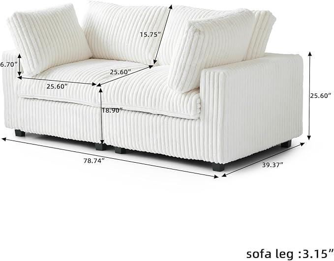 JACH 78" Deep Seat Sectional Couches, Convertable Sleeper Sofa for Living Room, Love Seat Couch, Sofa Covers Washable, Modular Sectional Sofas for Living Room, Apartment, Beige