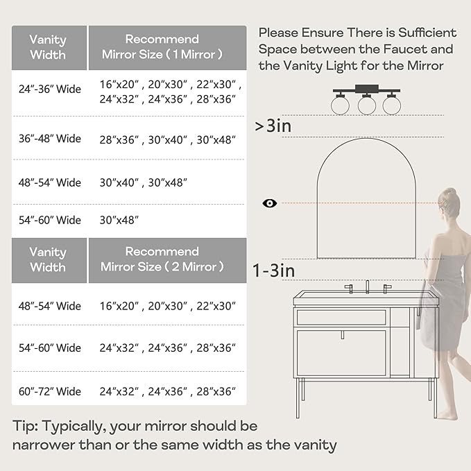 30" x 48" Silver Arched Mirror, Arch Wall Mirror, Metal Frame Black Bathroom Mirror, Arched Top Bathroom Vanity Mirror for Living Room, Bedroom, Entryway, Tempered Glass, Shatter Proof