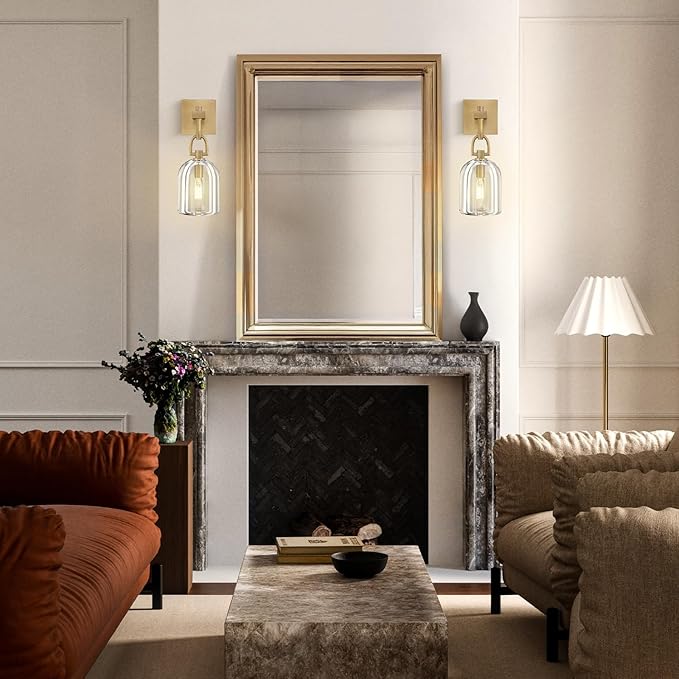 Botanist Cloche Crystal Wall Sconce, Modern Brass and Crystal Bathroom Wall Sconce, Indoor Luxury Decorative Lighting Wall Sconces for Bedroom/Hallway/Stairs,Dimmable LED Included