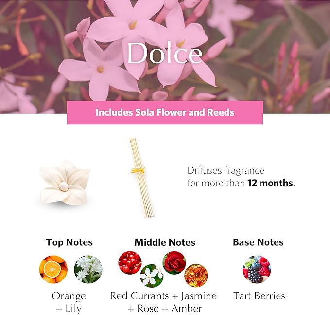 AGRARIA PetiteEssence Flower and Reed Diffuser Set, Hand Crafted Sola Flower Botanical Home Fragrance Set, Scented Oil Gift for All Occasions