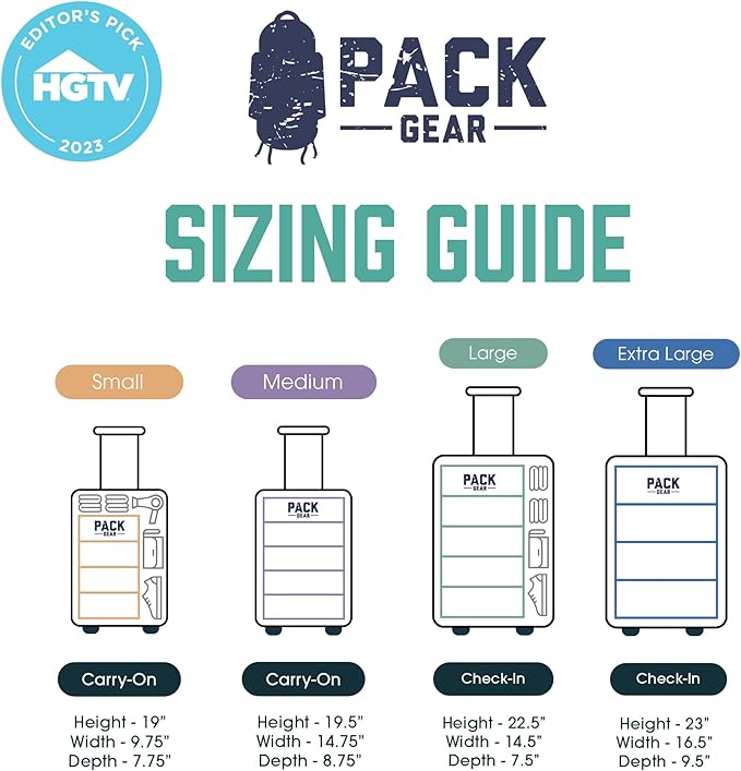 Pack Gear Hanging Suitcase Organizer - Our XL Hanging Luggage Organizer Perfectly Fits Any Suitcase - Our Packing Cubes For Travel Use Mesh Windows to Make Finding Any Outfit Easy (Black, XL)