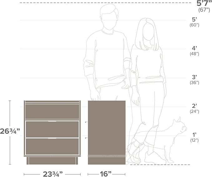 Prepac Simply Modern Nightstand Bedside Table, White Nightstand for Bedroom, End Table with 2 Drawers and Open Shelf 23.75" W x 26.75" H x 16" D