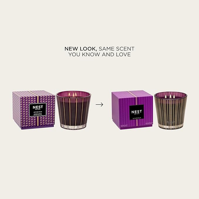 NEST New York Scented 3-Wick Candle, Autumn Plum - 21.2 oz - Up to 100-Hour Burn Time - Reusable Glass Vessel