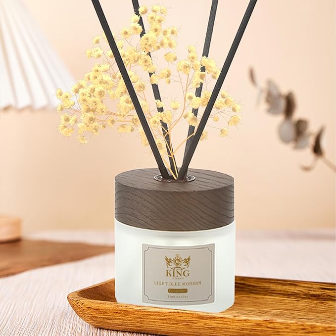 Reed Diffuser (100ml) Light Blue Modern Reed Diffuser Set,Reed Diffuser & Oil Diffuser Sticks with Flower, Aromatherapy, Home & Kitchen Decor,Fragrance and Gifts - Pack of 3