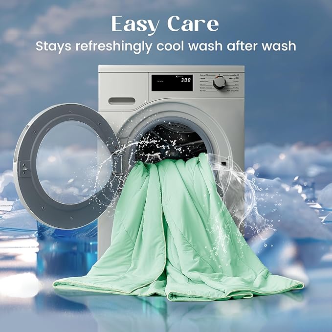 Dream Valley®Outlast®Deepsleep Cooling Comforter, Full/Queen Size, NASA-Grade Space Technology Cooling Blanket for Hot Sleepers Night Sweats, Q-Max > 0.45 Aerocool™Breathable, Mint Macaron, 90"x90"