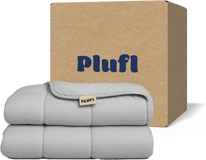 Plufl Breeze Blanket Cooling Comforter, Queen, Lightweight and Breathable Blanket for Hot Sleepers, Ultra-Cooling Year-Round Bedding for Night Sweats, Machine Washable, 76" x 80", Cool Gray